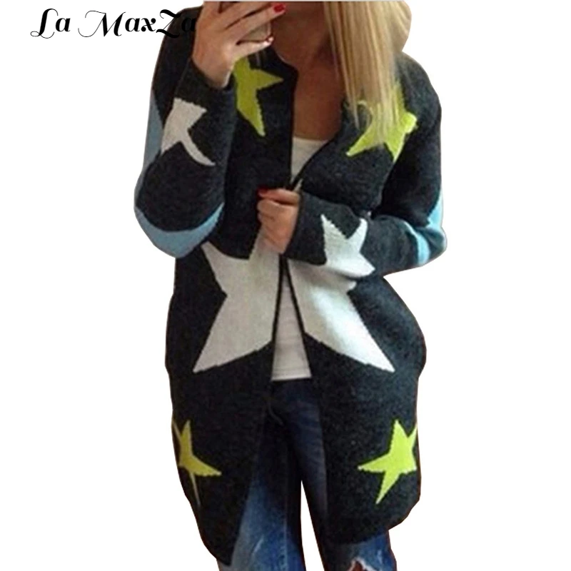 Long print Sweaters Fashion 2018 Women Casual O-Neck Knitted Cardigan Sleeve Autumn Winter Tops for |