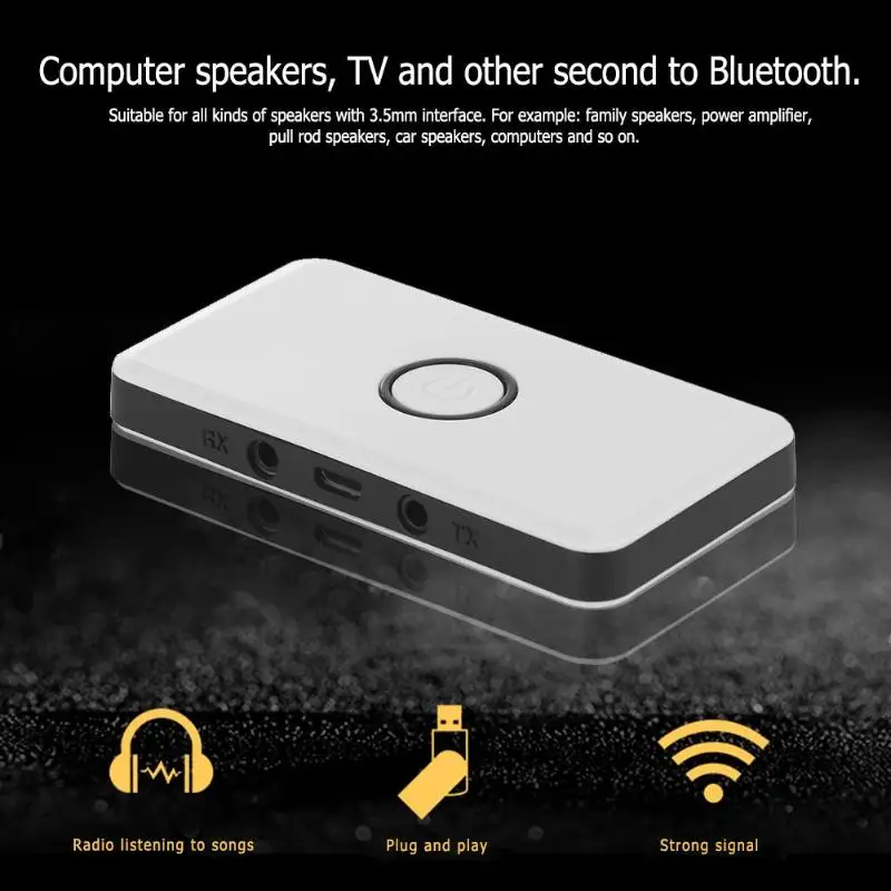 

ALLOYSEED 2 in 1 Bluetooth4.2 Transmitter Receiver Wireless A2DP Stereo Audio Music 3.5mm Aux Adapter for TV Phone PC