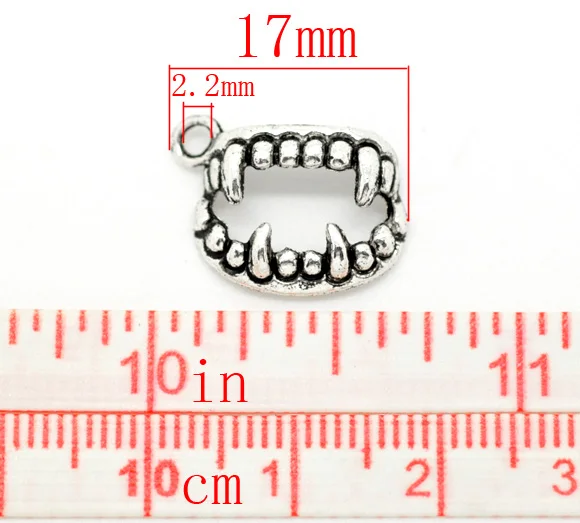 Прекрасный 100 Серебряный цвет Подвески зубы 17x12 мм (B15011)|pendant mini|pendant findingpendant bulb |