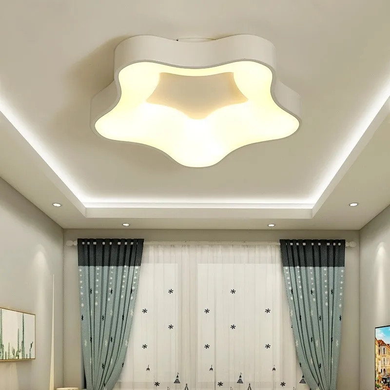 

New Acrylic Star Modern LED Ceiling Lights For Child Room Bedroom Dimmable White Grey Painted Lamps Lighting Fixture Luminaria