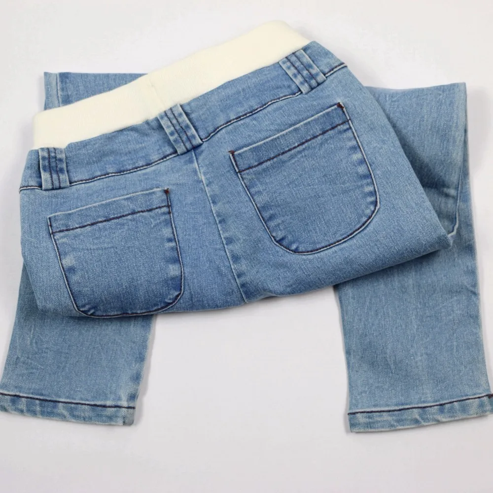 Детские джинсовые брюки небесно-голубые джинсовые штаны прямые джинсы для девочек, модные брюки с эластичной резинкой на талии для детей от 9 до 9 лет 5P0665