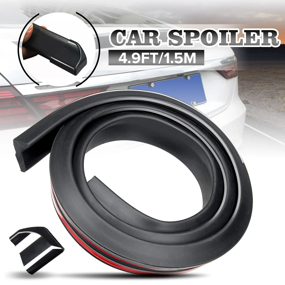 

1.5M Universal Car Rear Roof Splitter Spoiler Trim Strip Auto Tail Wing Lips Protector Trunk Lip Stickers