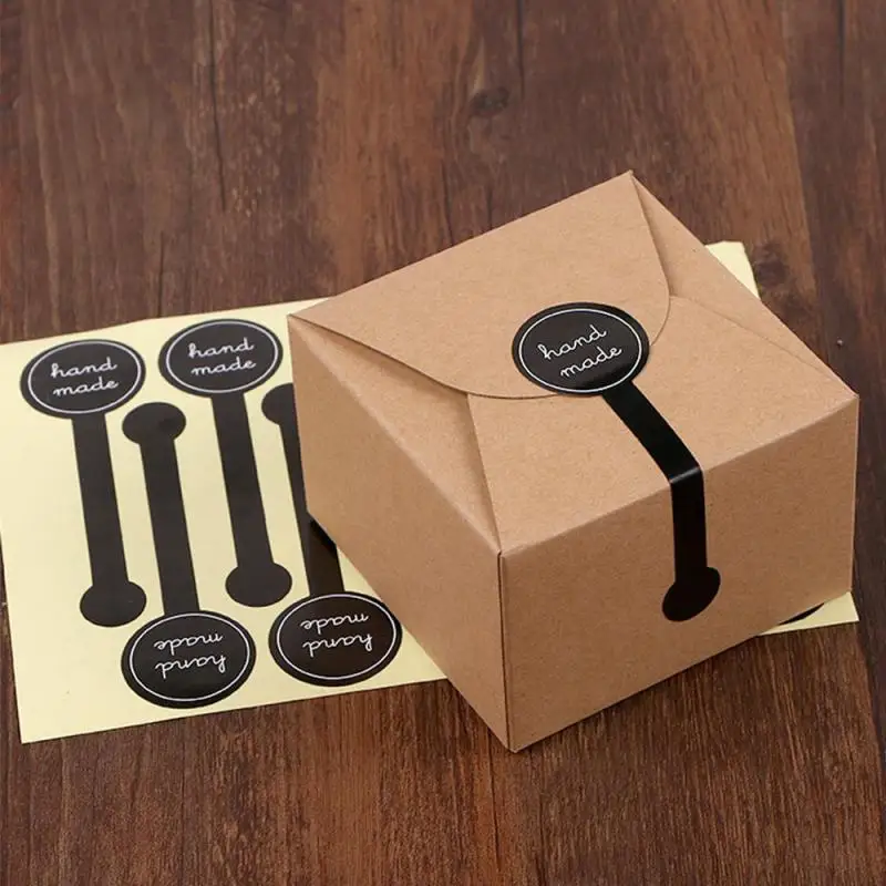 

100Pcs Black HAND MADE Long Strip Handmade Cake Packaging Sealing Label Adhesive Kraft Sticker Baking DIY A30