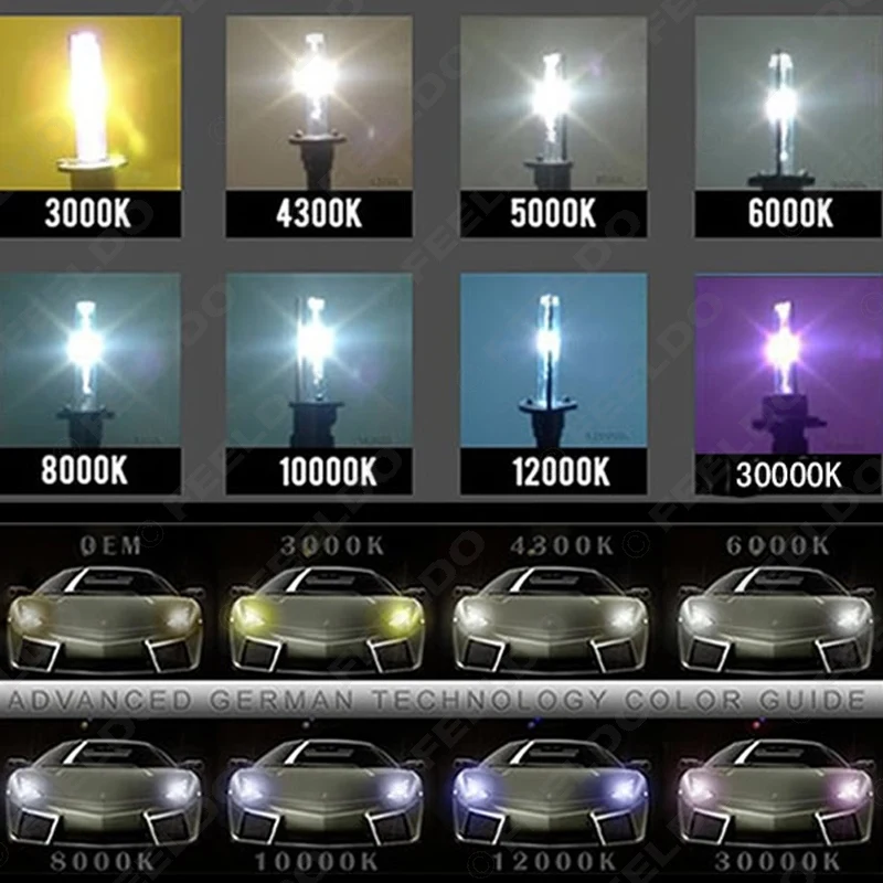 FEELDO 1 компл. Автомобильные ксеноновые HID лампы 35 Вт D2S 4300K 12000K + 2 шт. адаптера