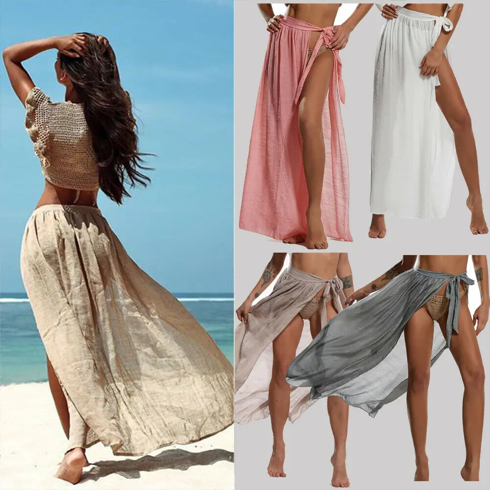 

2019 New Style Fashion Hot Women's Swimwear Bikini Beach Wear Cover Up Swimsuit Wrap Skirt Solid Bandage Skirts Beachwear