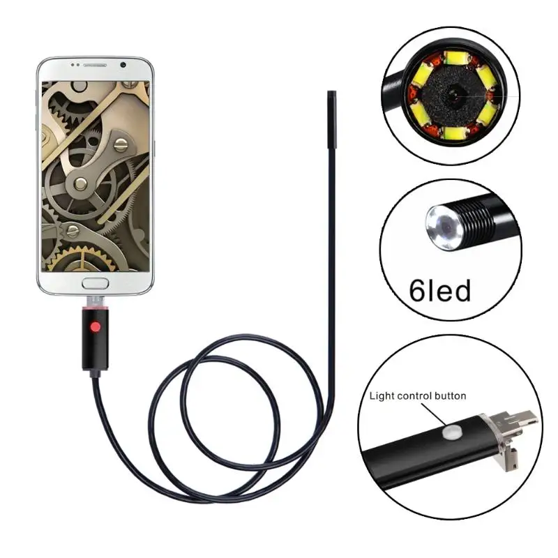 2 м 6LED Android/PC Водонепроницаемый эндоскоп для осмотра микро usb кабель HD камера| |