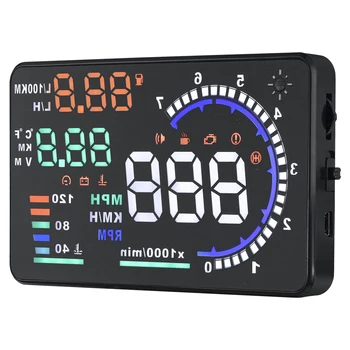 

A8 5.5" HUD Car Head Up Display LED Windscreen Projector OBD2 Scanner Speed Warning Fuel Consumption Data Diagnostic Car Styling
