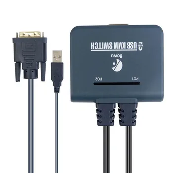 

2-Port USB DVI KVM Switch Switcher with cable For Keyboard Mouse Control 2 Computers from a single console