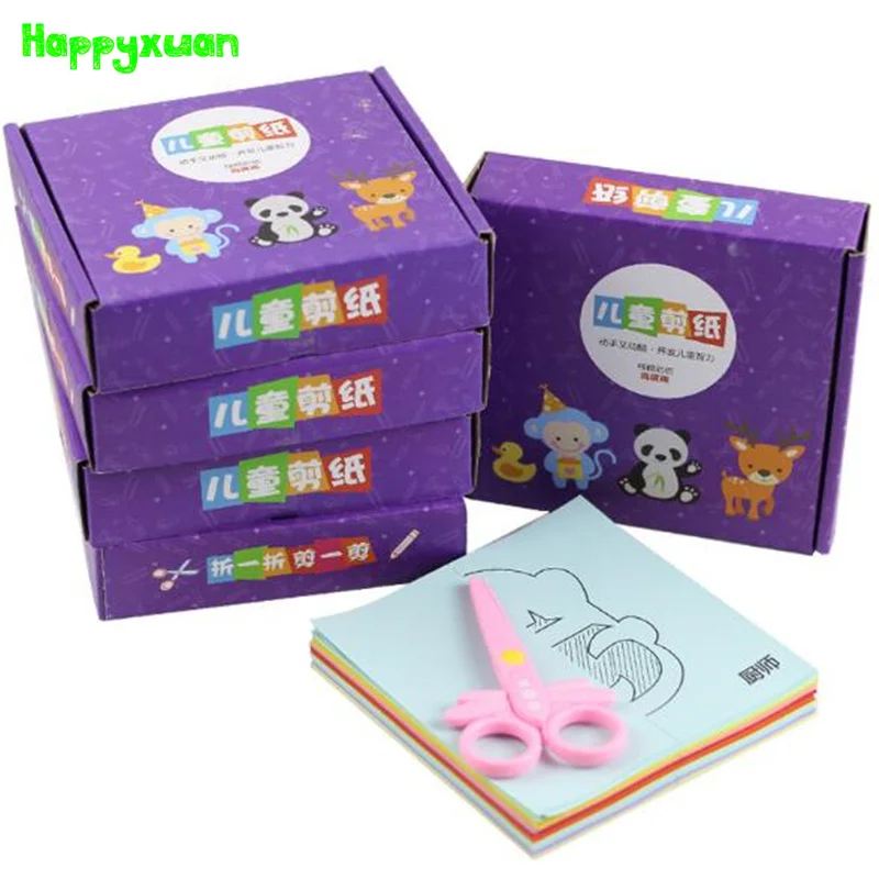 Happyxuan Cartoon Paper Cutting Book Handcraft Colorful Painting Gift box For kindergarten Education Creative Toys | Игрушки и хобби