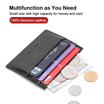 

X.D.BOLO Credit Card Holder Genuine Leather ID Credit Cards Holder Covers Casual Cash Pocket Cardholder Small Money Bag for Men