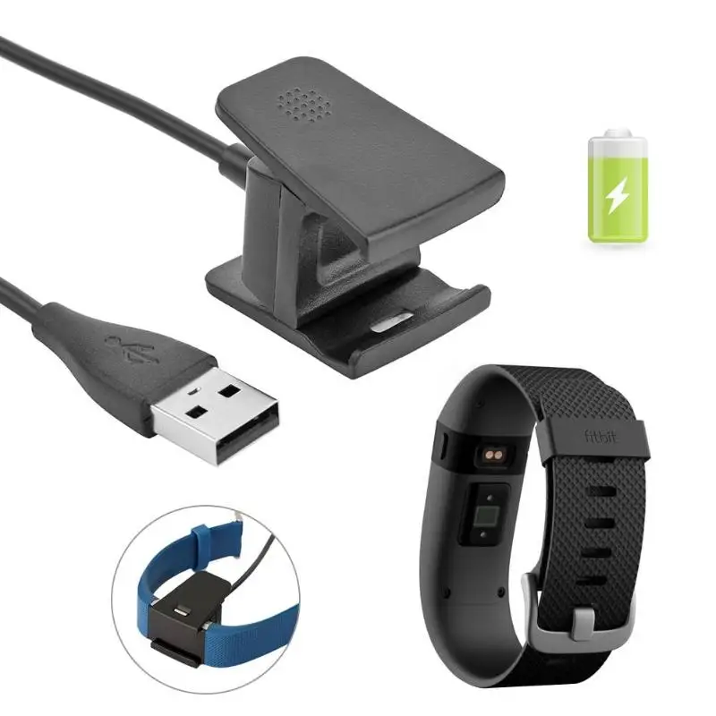 

New Black USB Charger Data Cable Wire Cord Cradle Charger Replacement Dock with Chip for Fitbit Charge 2 Wristband