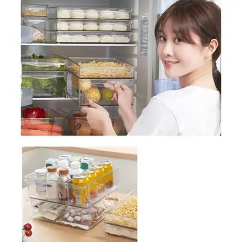 

Refrigerator Storage Box Plastic Storage Box Rectangular Noodles Vegetable Fruit Home Organizer Food Container Space Saver