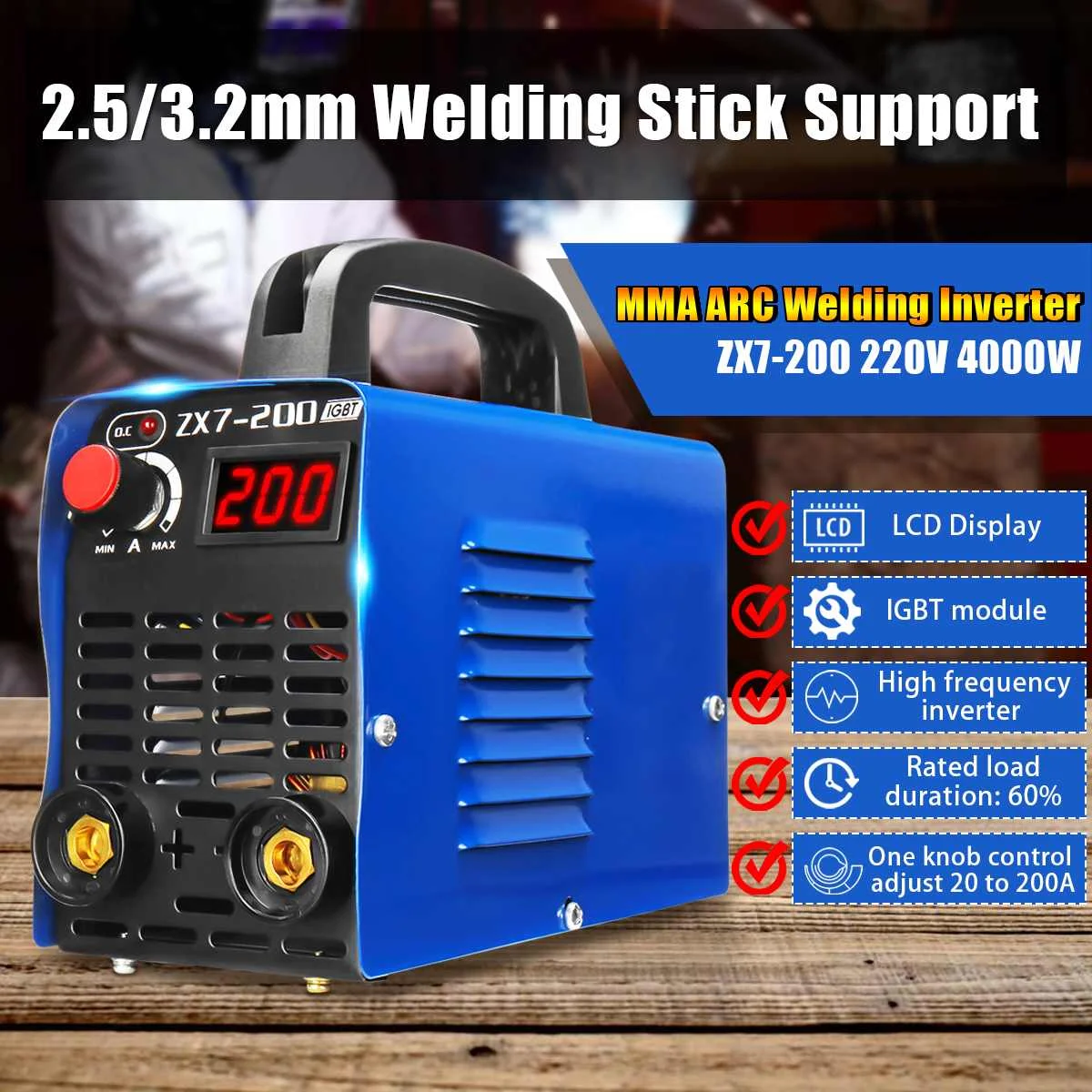 

Mini MMA Inverter Mini Handheld Electric ARC Welding Welder-Machine Tool 220V 10-200A 4000W