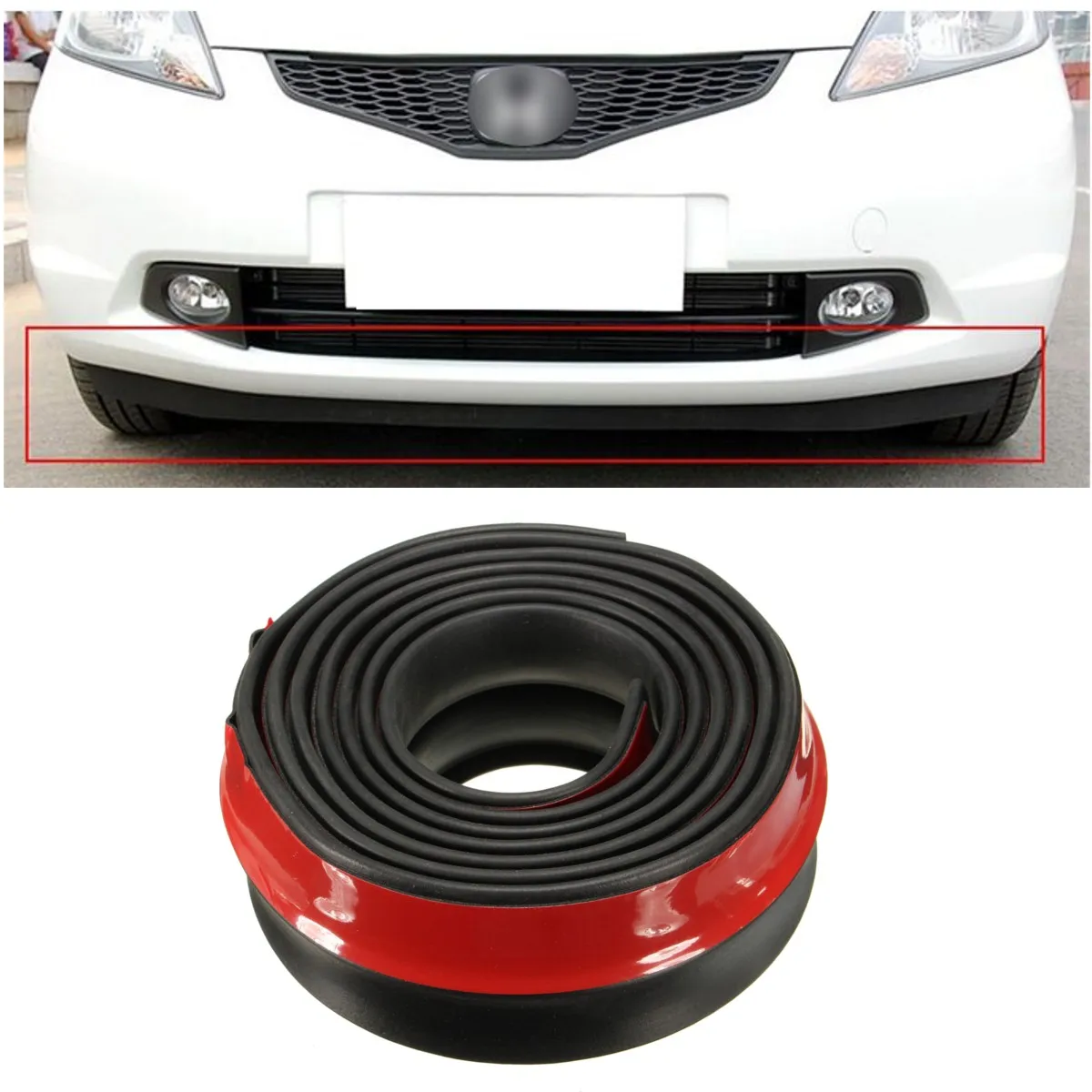 2.5/" x 98/" Large Front Bumper Body Spoiler Skirt Rubber Protector Lip Splitter