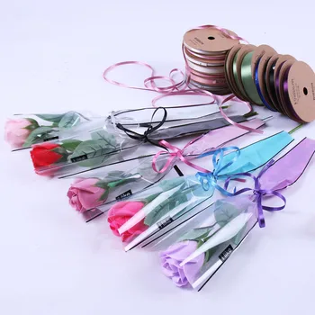 

50pcs Plastic Opp Bag Floral Packaging Materials Accessory Transparency Bag Rose Single Flower Bag Bouquet Wrapping Paper