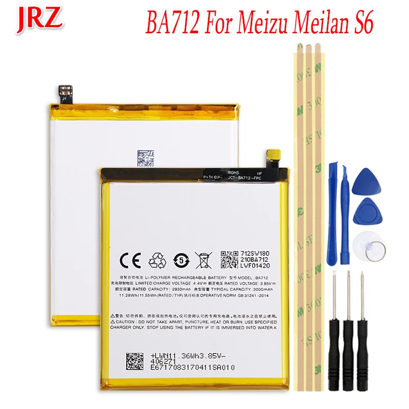 JRZ 2930mAh BA712 батарея для Meizu Meilan S6 M712C/M/Q/Q-B сменные батареи телефона Bateria с