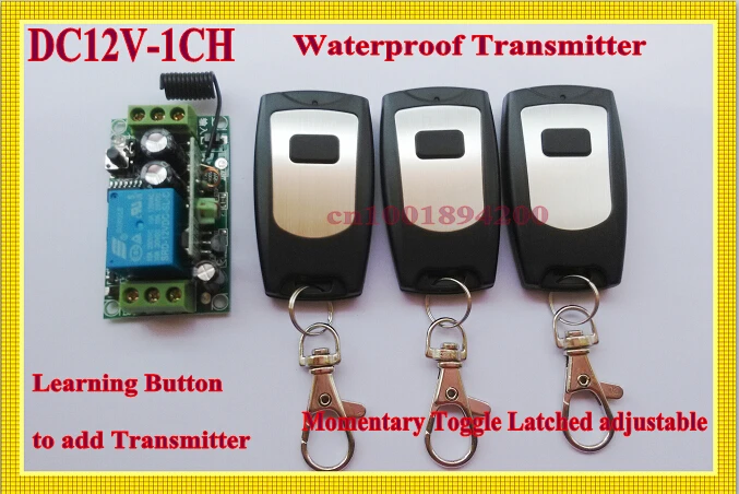 12V1CH Мгновенный/тумблер беспроводной переключатель RF беспроводной пульт дистанционного управления 3 контроллера 1 переключатель 10A реле 100 м водонепроницаемый 315/433