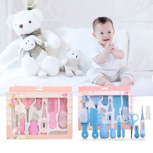 

New 10pcs Baby Newborn Health Care Set Nail Hair Brush Thermometer Kids Grooming Kit Set