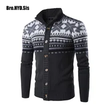 Spring New Men Striped Cardigan Sweaters Xmas Patterned Stand Collar Business Man Long Sleeve Coat Slim Fit Male Clothes 4 color