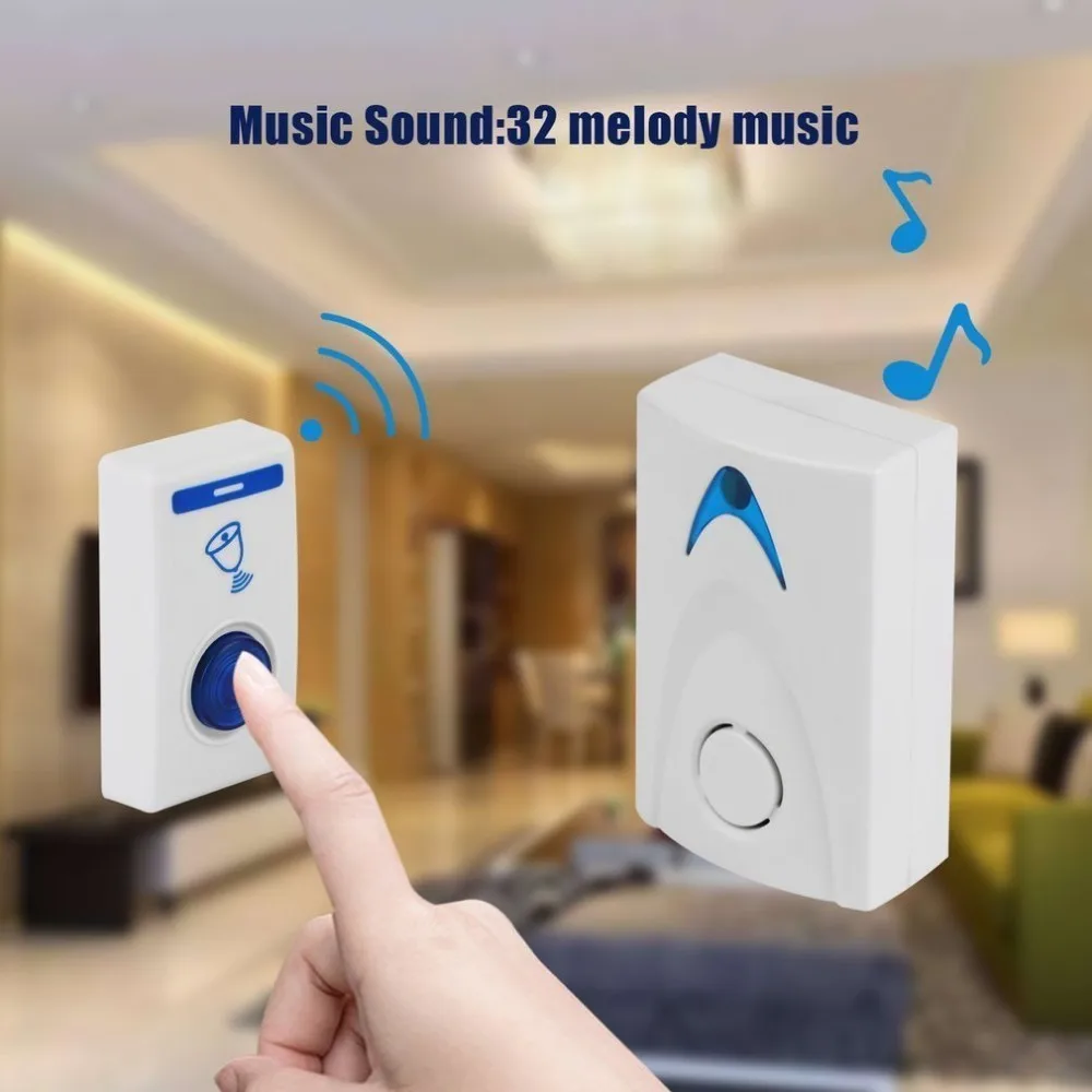 

LED Door Bell Wireless Doorbell Battery 504D Powered 32 Tune Songs Remote Control Wireless Home Security Smart Doorbell Dropship