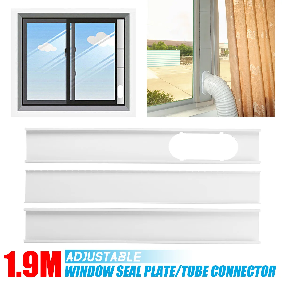 

3Pcs Adjustable 1.9M Air Conditioner Window Slide Plate Exhaust Hose Tube Connector Kit For Portable Air Conditioner