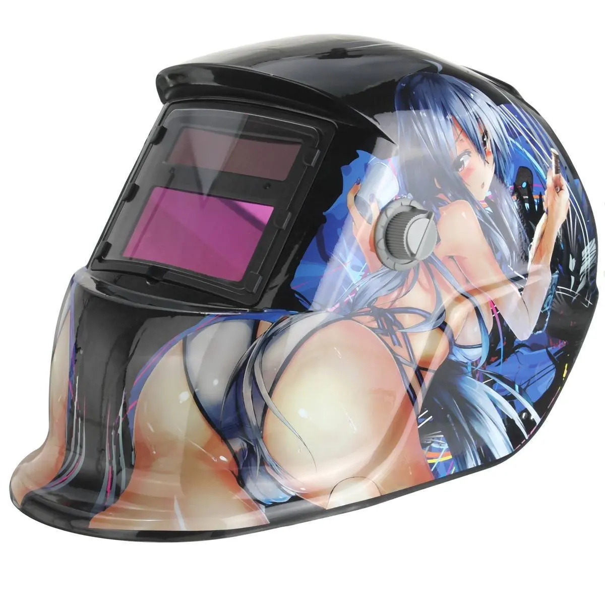 Сварочная маска капот солнечной автоматический сварочный шлем (солнечной энергии для перезарядки) Защита лица (красивая девушка)
