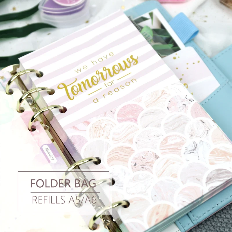 

MyPretties Fantasy A5 A6 Folder Bag Storage Bag Divider Refills for 6 Hole Loose Leaf Notebook Organizer Inside Pages