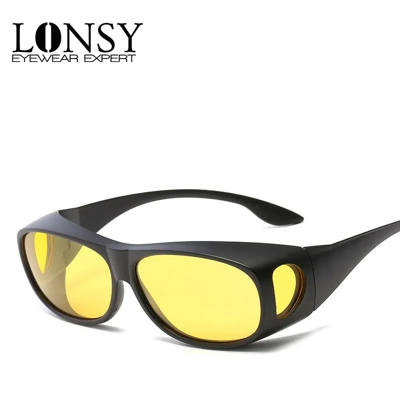 LONSY, женские, мужские солнцезащитные очки ночного видения, очки, очки с УФ-защитой, желтые, Lnes, очки для вождения автомобиля, LS8307