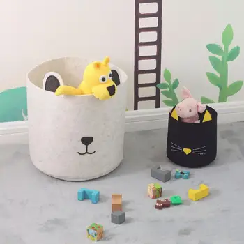 

Storage Bag - Cartoon Pattern Children's Toy Storage Bucket Home Storage Bag Wool Felt Collapsible Storage Basket