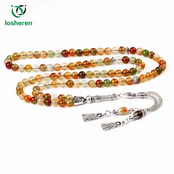 

LOSHEREN Eid Gift For Muslim Natural Stone Rosary Tasbih Prayer Beads 99 Man's Accessories Misbaha Islamic Bracelets