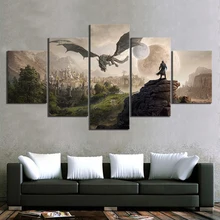 Casa decoração modular imagem da lona 5 peça elder scrolls 4 skyrim jogo pintura cartaz parede para casa pintura da lona atacado