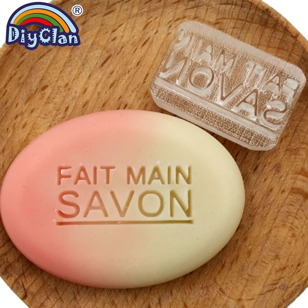 

FAIT MAIN SAVON Soap Stamp Transparent Handmade Soap Stamp Inpress Soap Pattern Chapter Custom Acrylic Seal With Handle