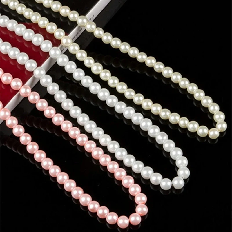 

Seaside Black 8mm Bead Classic Necklaces Women 1PC Bridal Jewelry Simulated Pearl Unique Gifts Pink Beige Beautiful White