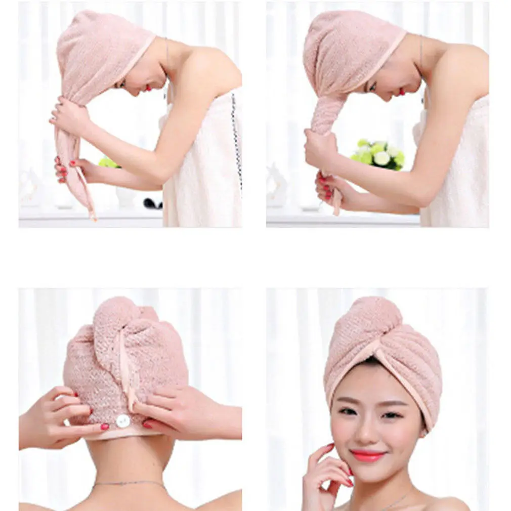 Microfibre After Shower Hair Drying Wrap Womens Girls Lady's Towel Quick Dry Hair Hat Cap Turban Head Wrap Bathing Tools