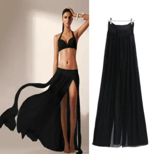 Summer Casual Skirts HOT Women Summer Casual Elastic High Waist Solid Long Split Skirts Summer Swimwear Cover Up Skirts Summer Casual Skirts HOT Women Summer Casual Elastic High Waist Solid Long Split Skirts Summer Swimwear Cover Up Skirts