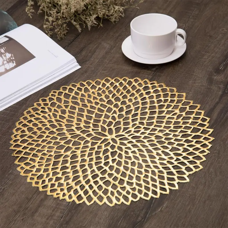 

Coaster Pads Table Bowl Mats Hollow PVC Plastic Baroque Mediterranean Coaster Pads Placemat For Dining Table