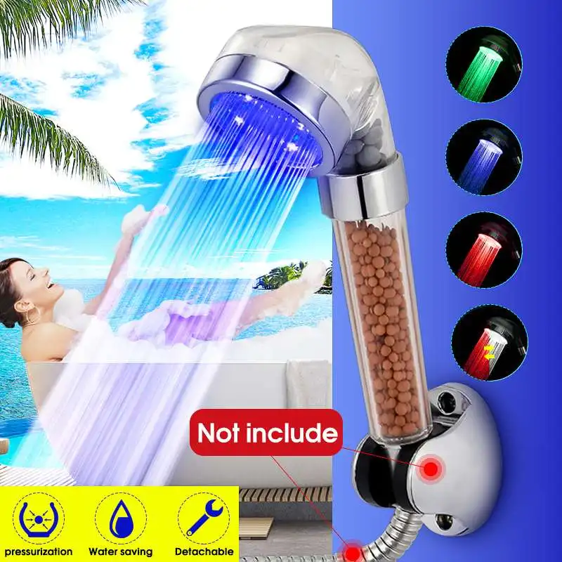 

Xueqin 7 Color-Changing LED Anion Spa Shower Head Bathroom High Pressure Powerful Energy Water Saving Handheld Filter Sprinkler