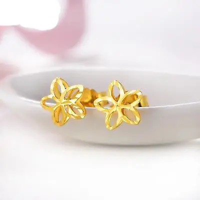 

Pure Au750 18K Yellow Gold Earrings Women's Lucky Star Earrings 7.5x7.5mm