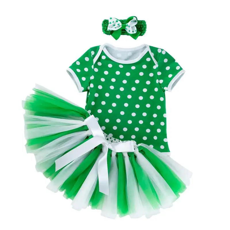 

Newborn Baby Girls Cute Sets St. Patrick'S Day Outfits Green Party Costume Skirt Set