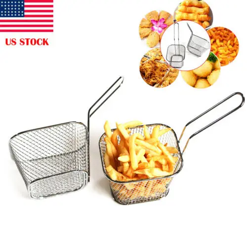 

Mini Mesh Wire French Fry Chips Serving Baskets Net Strainer Kitchen Tools