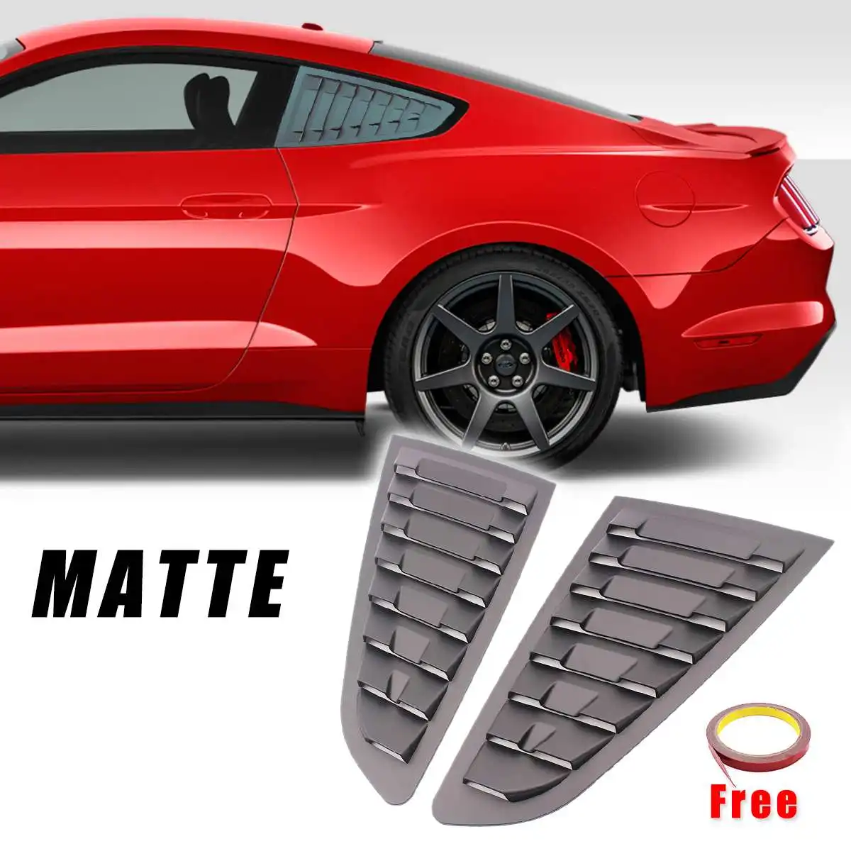 

2Pcs ABS Matte Black Rear Quarter Panel Window Side Vent Louvers Shield Sticker For Ford For Mustang 2015 2016 2017 2018 2019