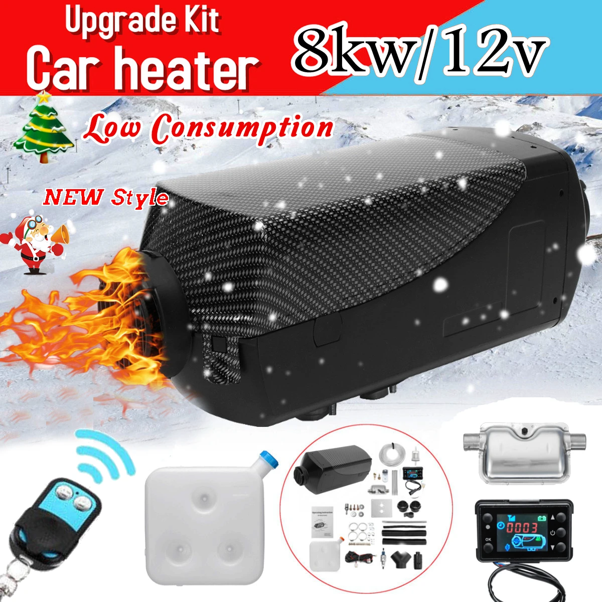 

12V 8000W LCD Monitor Air diesels Fuel Heater Single Hole 8KW For Boat Bus Car Heater With Remote Control and Silencer For free