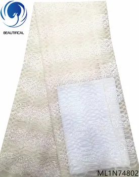 

BEAUTIFICAL lace material wedding fabric high quality with free shipping for garment multi color sequin lace fabric ML1N748
