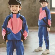 Спортивные костюмы для мальчиков-подростков; одежда для малышей; детские спортивные костюмы; 2 предмета; Лоскутная куртка и штаны; детская весенняя одежда года