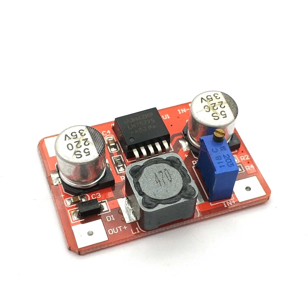

LM2577 DC-DC step up Boost Module Input IN 3.5v-30V to Output OUT 4v-30V Red power supply converter board Booster