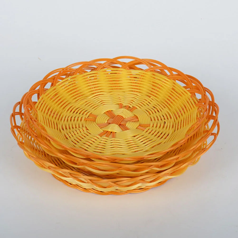 

1 Pc Plastic Fruit Basket Simulate Rattan Storage Household Basket Bread Container Snack Storage Box For Home Bar Kitchen