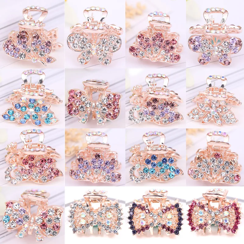 

Women Retro Crystal Rhinestones Mini Butterfly Crown Bow peacock Hairpins Hair Claws Hair Clips Barrettes Hair Accessories