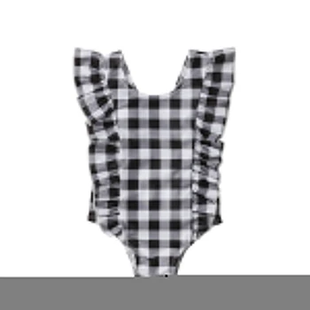 

Kid Swimsuit Surf Suit Ruffle Swimwear Infant Baby Girl Plaid Romper Bathing Suit Swimming Suit