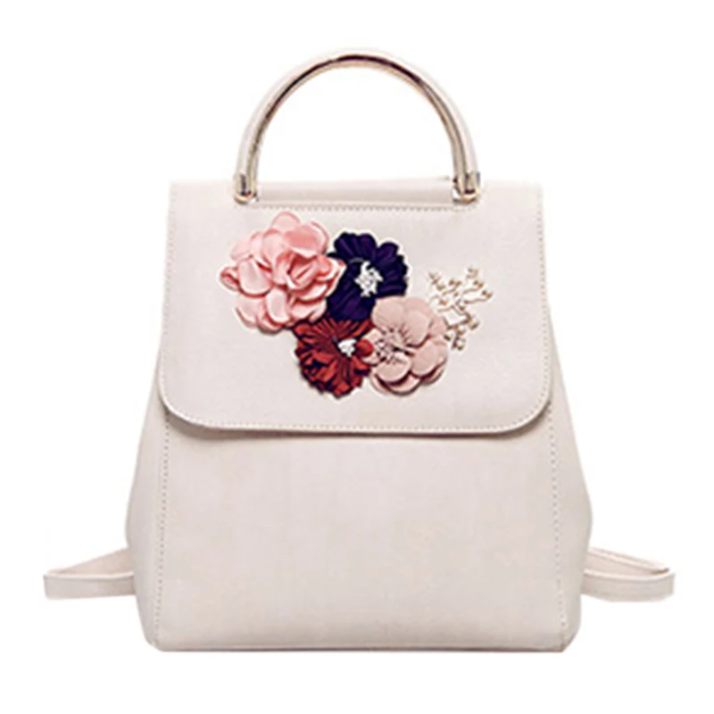 

PU Leather Women Backpack Female Style Trend Three-dimensional Flower Shoulder Bag Women's Backpack