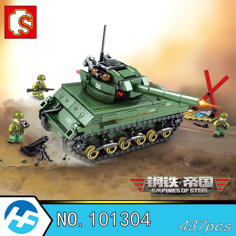 

M4 Sherman Medium Tank Empire Empires of steel Military Series Building Blocks Bricks Compatible with legoinset SEMBO 101304
